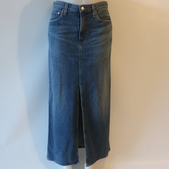 NWT Womens Agolde Blue Long Maxi Denim Leif Skirt 25 * - Picture 6 of 13